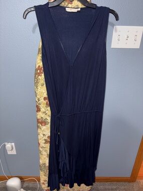 Tory Burch Navy Sleeveless Wrap Dress with Side Tie - XS